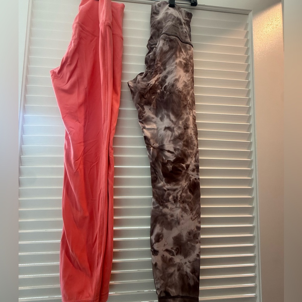 lululemon athletica Coral and Tie-Dye Leggings